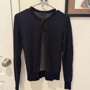 Ann Taylor Navy Polka Dot Cardigan
